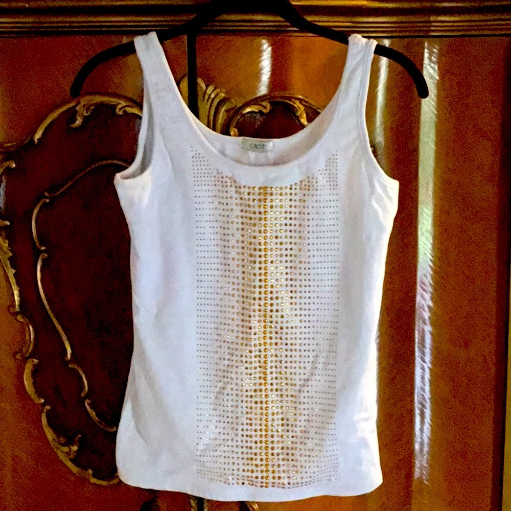 Cache White Embellished Tank